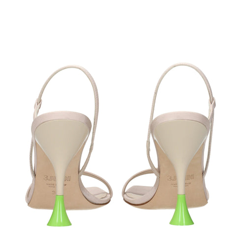 3Juin Beige Fabric Stiletto Heels Sandals